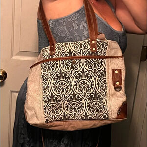 Myra Bag Black and White Patterned Tote